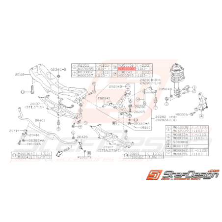 Écrou de berceau avant Origine Subaru STI 04/11-14 BRZ 13-1937701