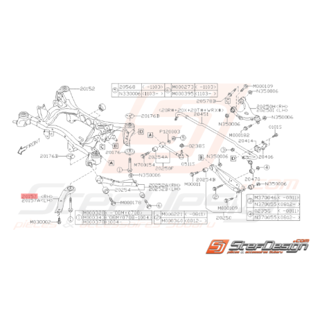 Support châssis train arrière Origine Subaru WRX STI 2008 - 201437820