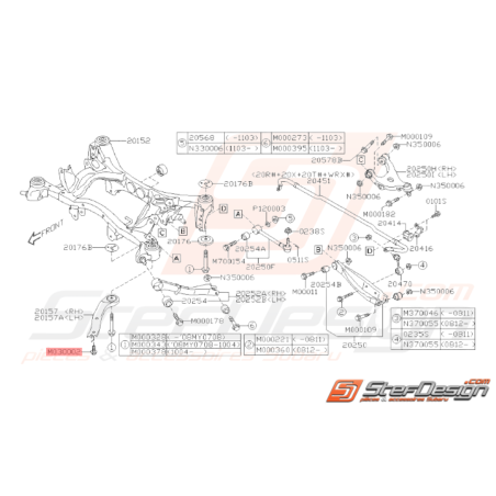 Boulon de Fixation De Support de Boite Subaru FORESTER 97-02 WRX/STI 01-1437822