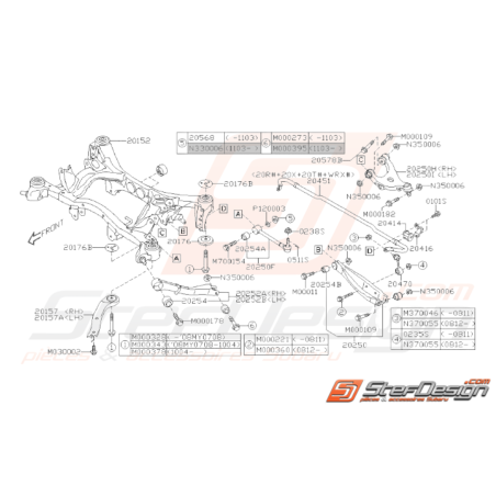 Schéma de Train Arrière Origine Subaru WRX 2008 - 201037838