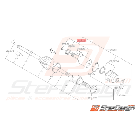 Cardan Avant Coté Boite Origine Subaru STI 2008 - 201438048