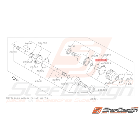 Circlips Cardan avant Subaru GT 93-95 et arrière Subaru GT 93-00 STI 01-1438073