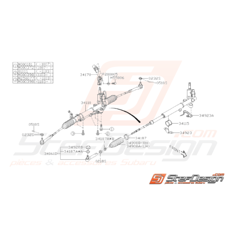 Schéma Crémaillère Direction Assistée Origine Subaru WRX STI 08 - 1438097