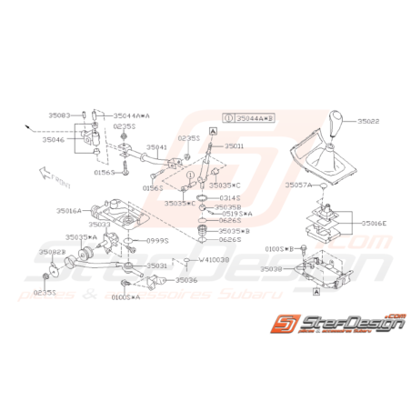 Schéma Levier de Vitesse Boite 5 Origine Subaru WRX 2008 - 201038162