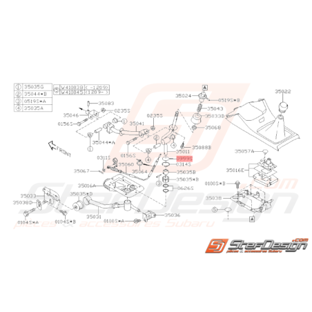 Fil de verrouillage levier de vitesse GT 92 - 06/95 WRX STI 01 - 1438216