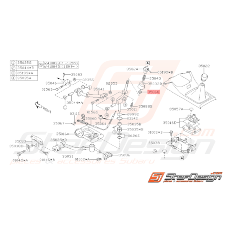 Siège de ressort boite de levier de vitesse Origine Subaru STI 01-1438218