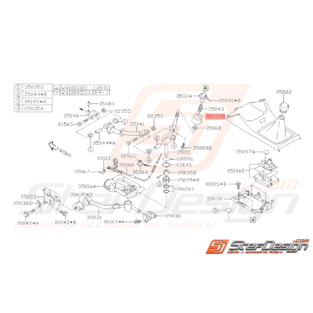 Support assise levier de vitesse Origine Subaru STI 2006 - 201438219