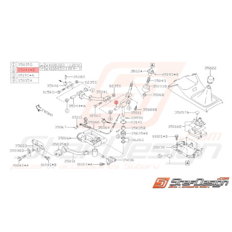 Entretoise de levier de vitesse SUBARU GT 05/95-97 WRX 01-07 STI 08-1438235