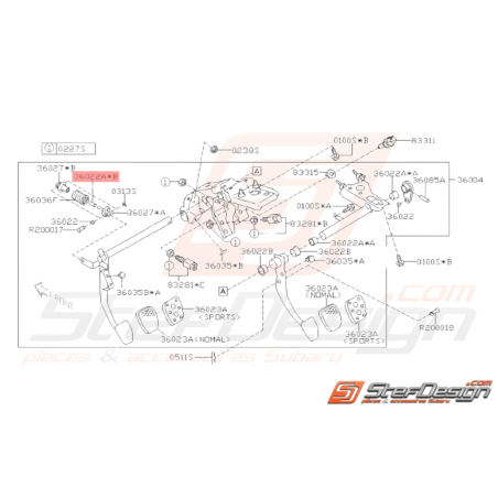 Manchon Pédale Accélérateur Origine Subaru GT 93-00 WRX STI 01-1438249