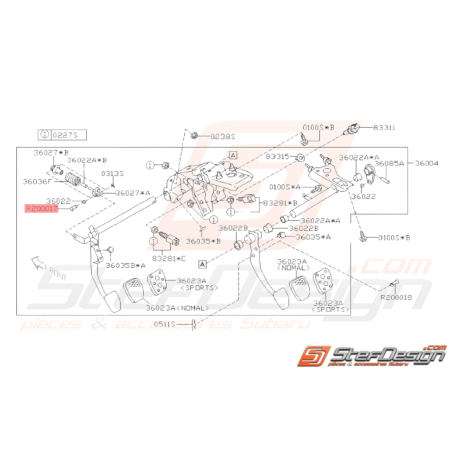 Goupille de pédale d'embrayage SUBARU GT 98 - 00 WRX STI 01 - 1438254