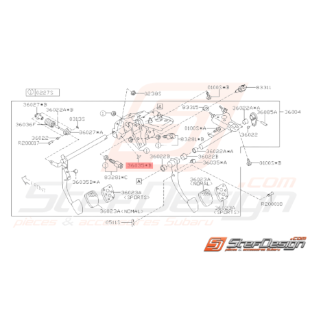 Butée Pédale Accélération Origine Subaru GT 93-00 WRX STI 01-1438262