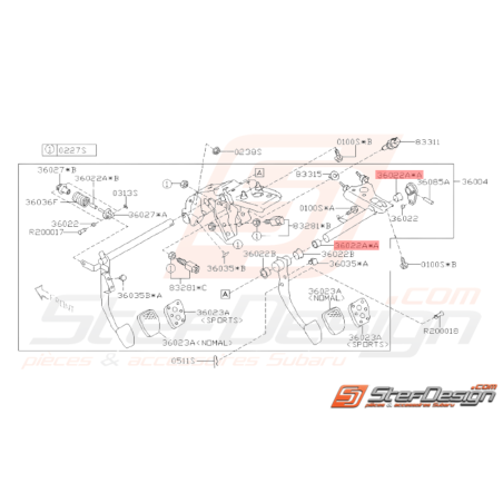 Manchon pédale Accélérateur Origine Subaru GT 98-00 WRX STI 01-1438265