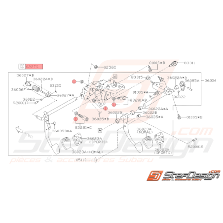 Écrou Origine SUBARU GT 1993 - 2000 WRX STI 2001 - 201438271