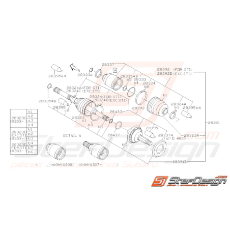 Schéma de Cardan Avant Origine Subaru WRX 2001 - 200338299