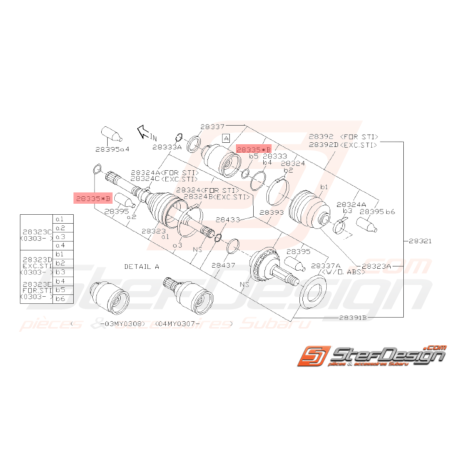 Circlips de Cardan (coté pont) WRX 2001 - 2005 STI 2001 - 200438304