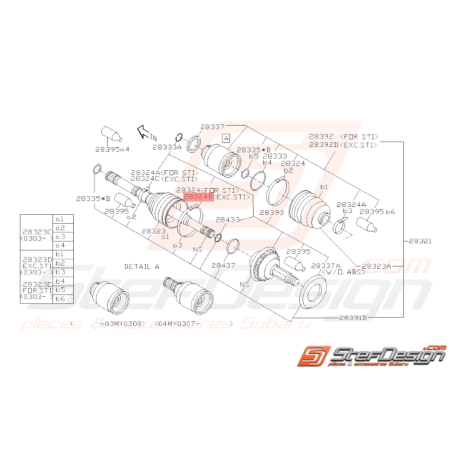 Collier de Soufflet de Cardan Origine Subaru WRX 2001 - 200638307