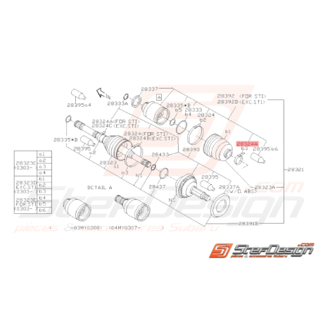 Collier Soufflet de Cardan Avant et Arrière Origine Subaru GT 93-00 WRX STI 01-1438314