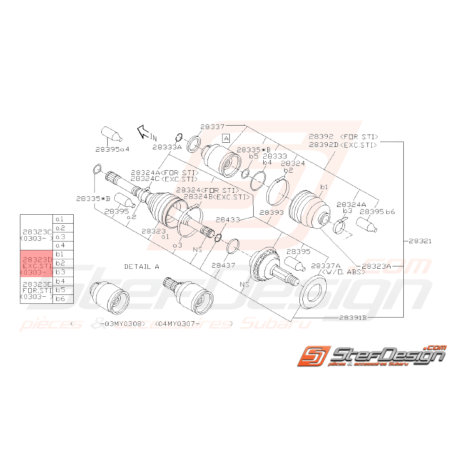 Soufflet de Cardan Origine Subaru WRX 03/2003 - Fin 200338318