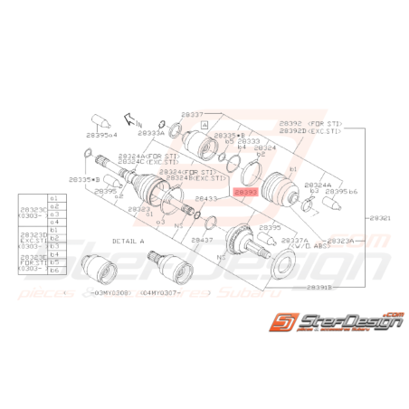 Jeu de Raccord Origine Subaru STI 2001 - 200338321