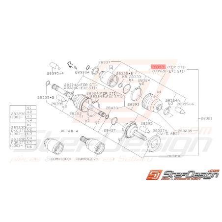 Cardan Avant Côté Boite Origine Subaru STI 2001 - 200338322