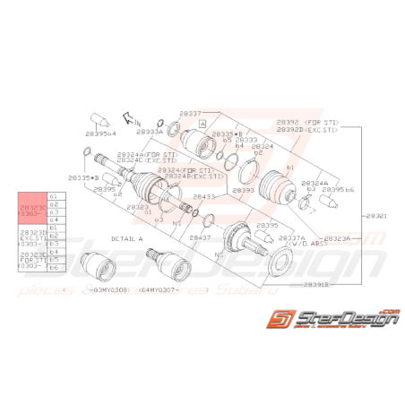 Kit de Soufflet Origine Subaru STI 03/2003 - Fin 200338324