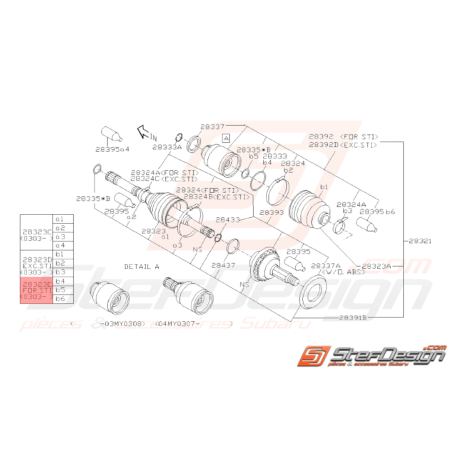 Soufflet de Cardan Origine Subaru STI 03/2003 - 200738325