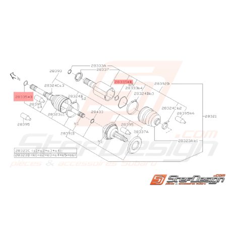 Circlip de cardan avant origine SUBARU GT 1998-2000 WRX 2001-200738327