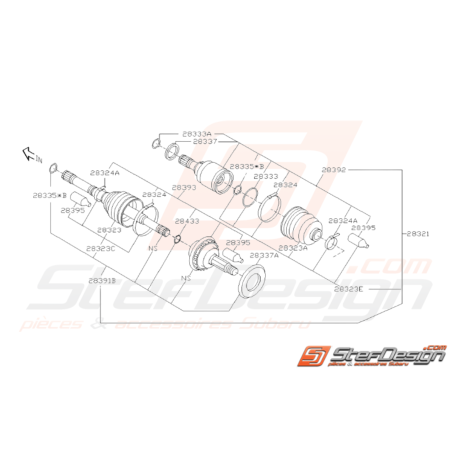 Schéma de Cardan Avant Origine Subaru STI 2004 - 200738381