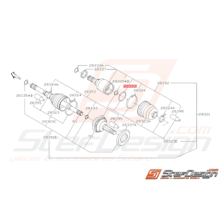 Circlips Cardan avant Subaru GT 93-95 et arrière Subaru GT 93-00 STI 01-1438443