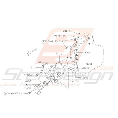 Schéma Pompe à Eau Origine Subaru Forester Turbo 1997 - 200238489