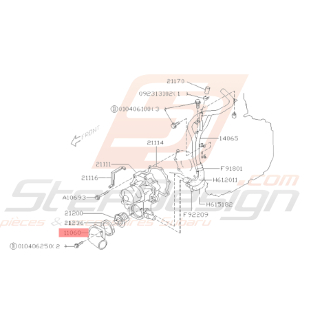 Couvercle thermostat Origine Subaru GT 93-00 WRX 01-10 STI 01-19 FORESTER Turbo 97-0238491