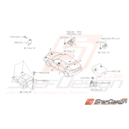 Schéma Airbag Système Origine Subaru WRX STI 2008 - 201438495