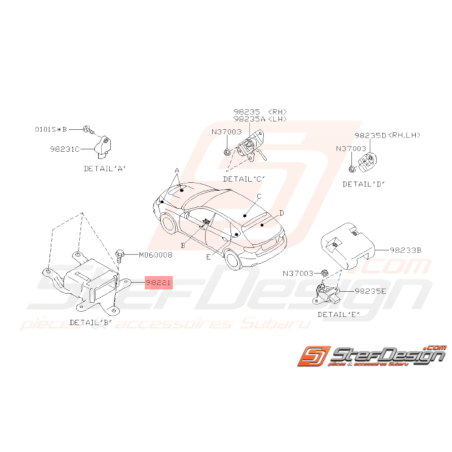 Boitier d'Airbag (Sans Airbag Latéral) Origine Subaru WRX 200838501