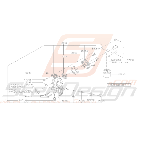 Schéma Pompe et Filtre à Huile Origine Subaru Forester Turbo 97-0238511