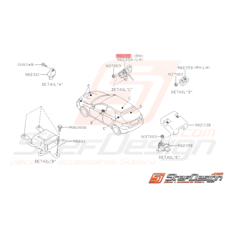 Capteur Airbag Latéral Origine Subaru WRX STI 2008 - 201038528