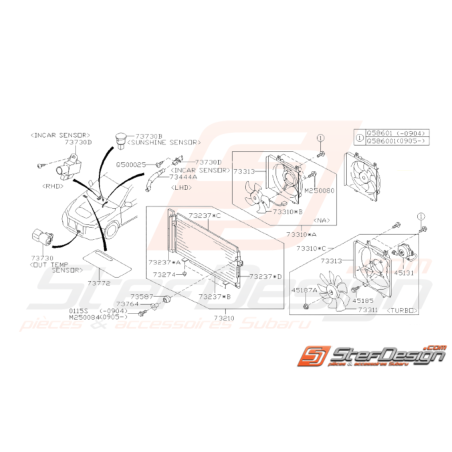 Schéma Condenseur de Clim & Moteur de Ventilation Origine Subaru WRX 08-1038582