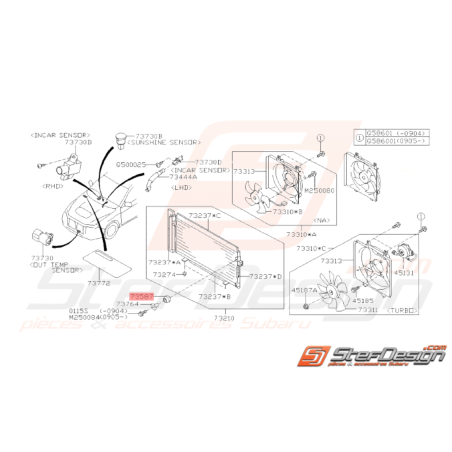 Passe-fil fixation condensateur de climatisation GT 93-00 WRX STI 01-1438602