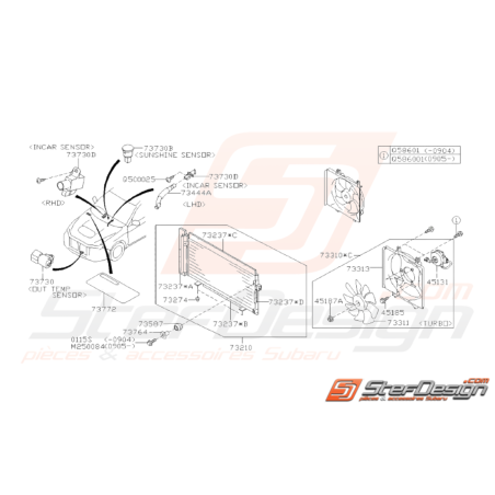 Schéma Condenseur de Clim & Moteur de Ventilation Origine Subaru STI 08-1438614