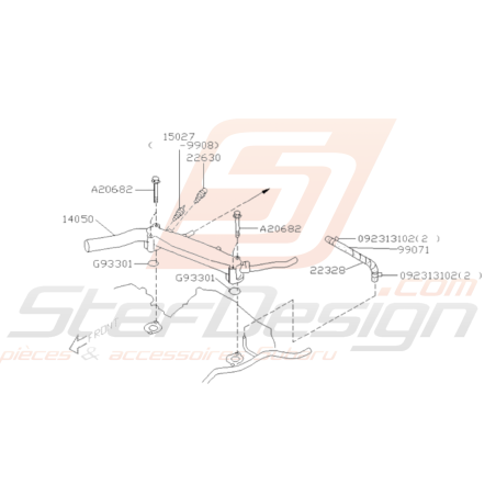 Schéma Durite d'eau Origine Subaru FORESTER Turbo 97-0238646