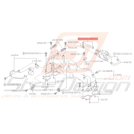 Attache tuyaux bouchon bypass Origine Subaru GT 93-00 WRX 01-10 STI 01-14 BRZ 13-19 FORESTER 97-0238784