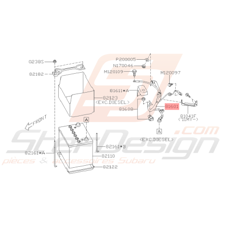 Ensemble de Cable Batterie Origine Subaru WRX 2008 - 201038795