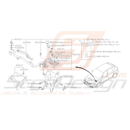 Schéma Boite à Fusibles Origine Subaru WRX STI 2008 - 201438799