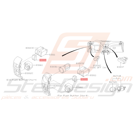 Couvercle Interrupteur Origine Subaru WRX STI 2008 - 201438831