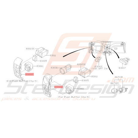 Commutateur de Rétroviseur Sans SMAT Origine Subaru WRX 09 - 10 STI 10 - 1438836