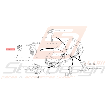 Interrupteur Siège Chauffant Origine Subaru STI 2008 - 201438855