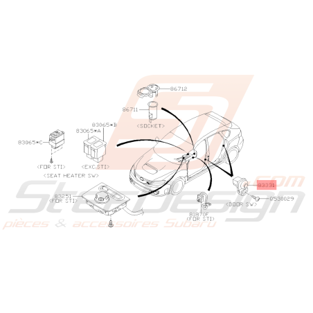 Contacteur de porte Origine Subaru WRX STI 2001 - 201438856