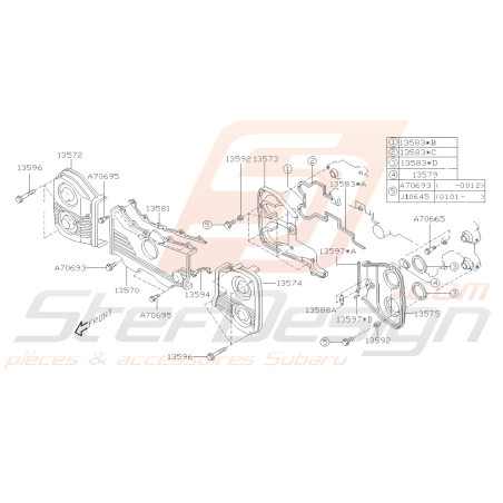 Schéma Cache Courroie de Distribution Origine Subaru FORESTER 97-0238922