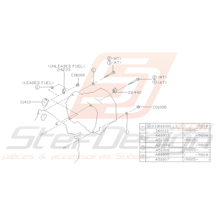 Schéma Cache Boulon de Distribution Origine Subaru FORESTER Turbo 1997-200238957