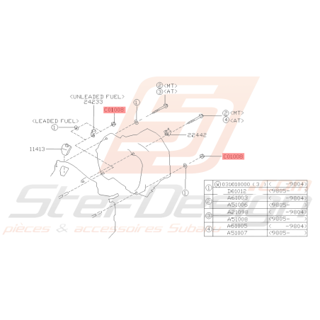 Écrou boîte (niveau guide de centrage) Subaru GT 93-00 WRX 01-10 STI 01-19 BRZ 13-19 FORESTER 97-0238963