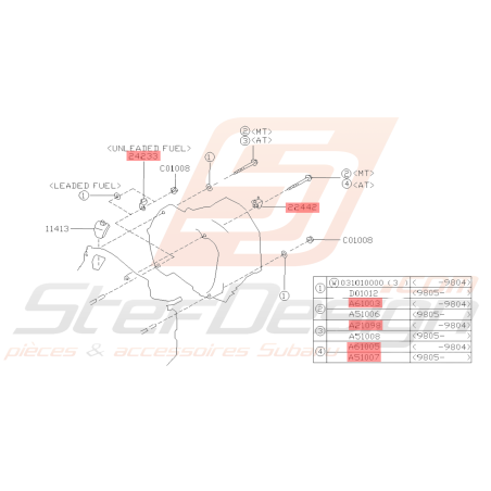 Schéma Cache Boulon de Distribution Origine Subaru FORESTER Turbo 1997-200238965